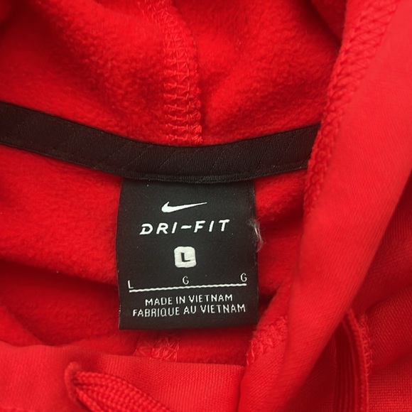 Nike Football Hoodie Mens Large Red Long Sleeve Dri-Fit - Picture 2 of 2